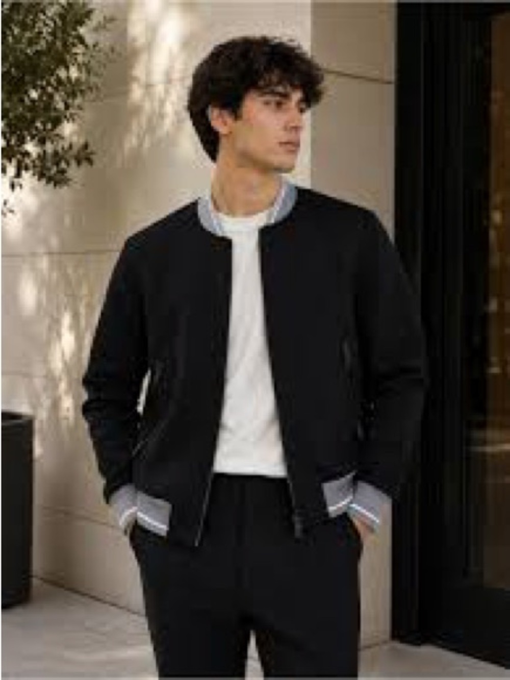 Zara Black Bomber Jacket with Gray Trim